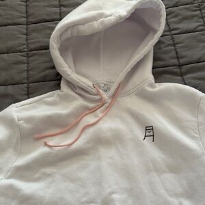 Cozy White Hoodie with Pink Accents
